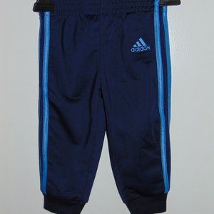 Adidas Navy Blue with Light Blue Side Logo Stripes Infant Boy Joggers Pants 9M